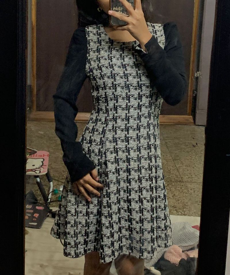 Korean Chic Tweed Mini Dress