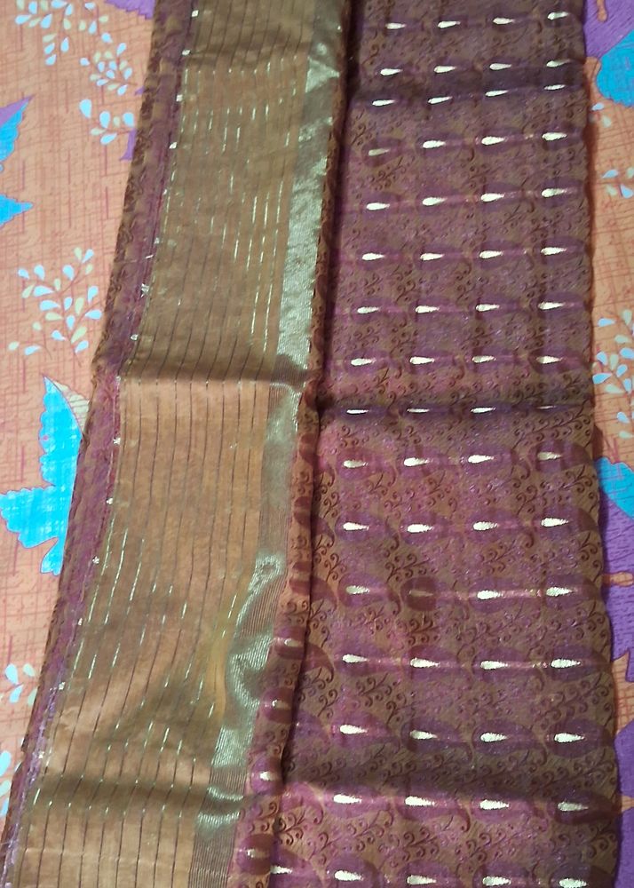 Beautiful Golden Work Silk Saree