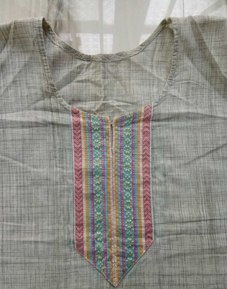 Kurti| Grey A Line Kurti With Embroidery 🪡