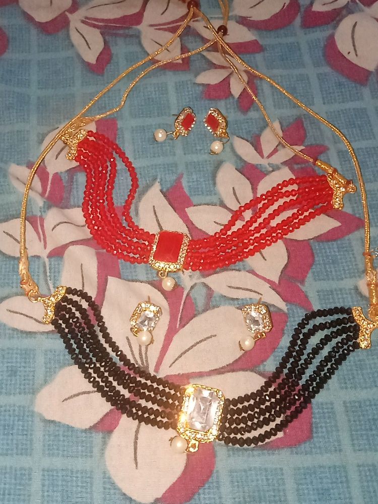Red Aur Black Mein Moti Ka Har Combo Set