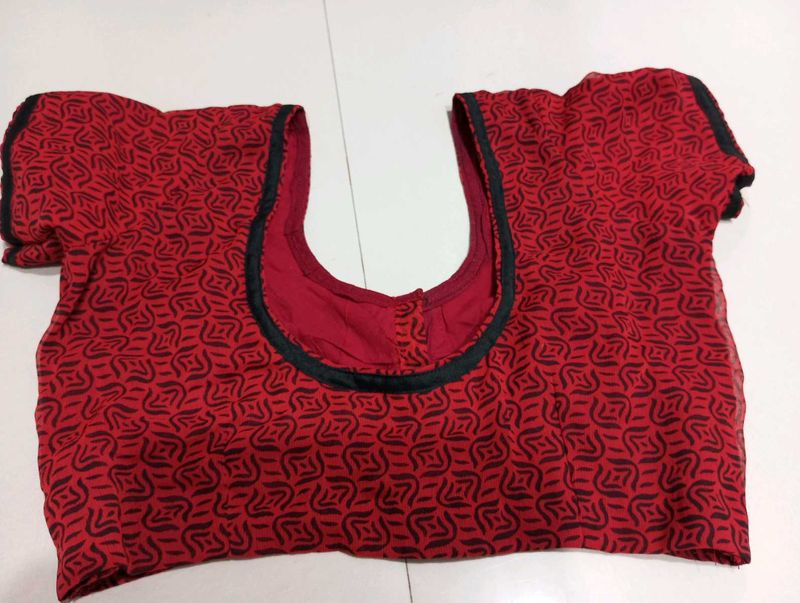 Red Patterned Blouse