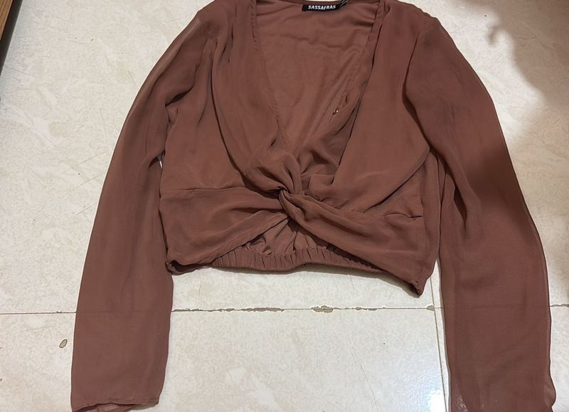 Sassafraz Brown Knot Top