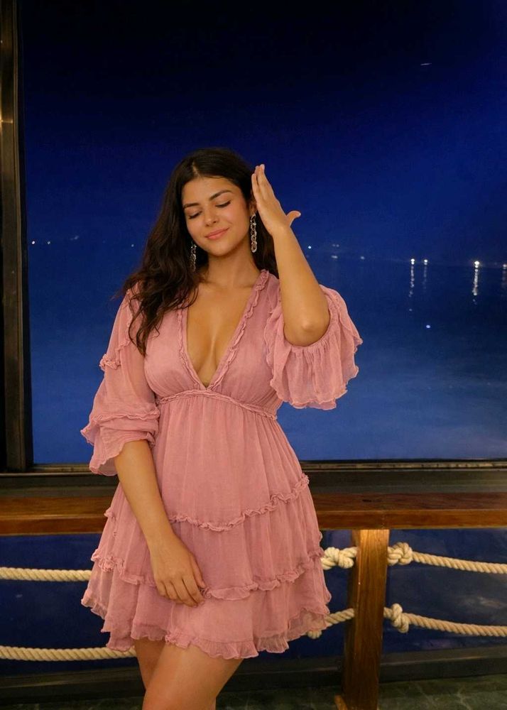 Pink Ruffle Tiered Mini Dress