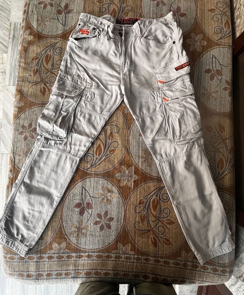 Super Dry Off White Cargo Denim