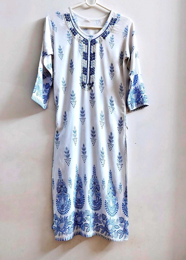 💙🤍🩶Elegant White &amp; Blue Kurta