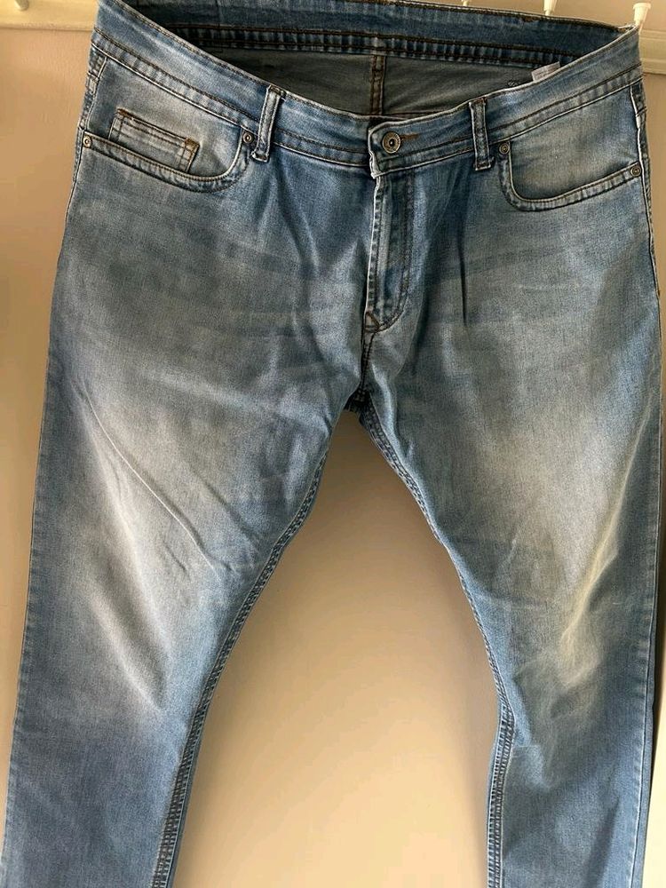 Peter England Baggystyle Slim Tapered Jeans(Blue)