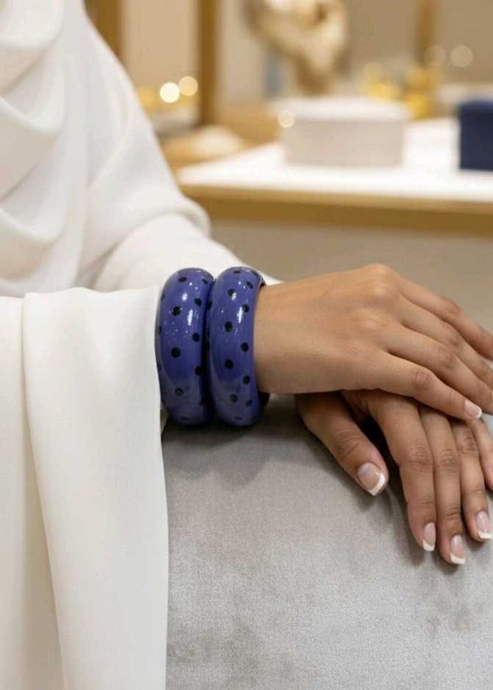 Funky wooden Polka Dot Bangles - Set of Two