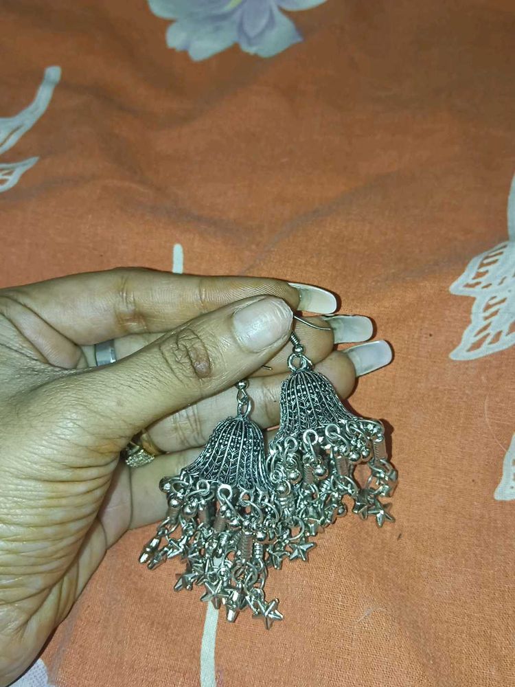 Silver Jhumka Earrings
