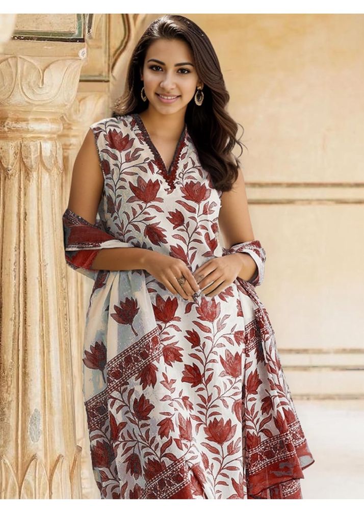 SHIENZY Women&#39;s Cotton Blend Floral Regular Kurta