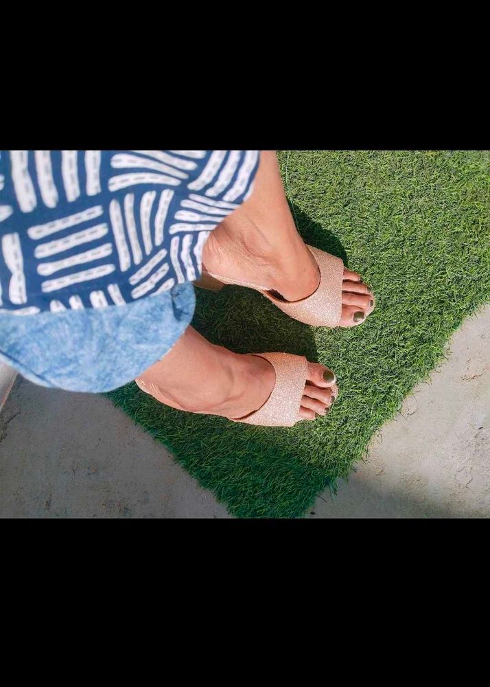 Rose Gold Block Heels For Women Size 4