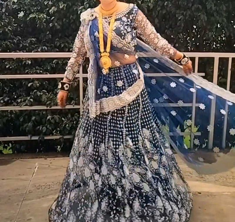 Elegant Blue Embroidered Lehenga Choli
