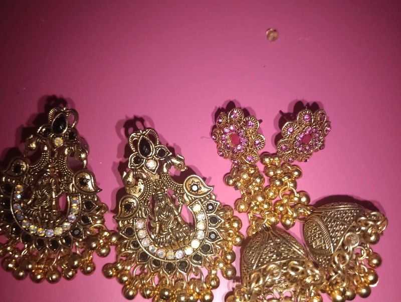 2 Pair Of Statement Ethnic Earrings