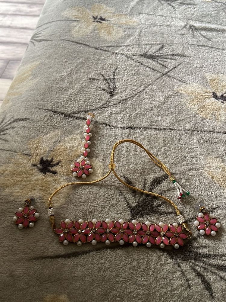 Pink Floral Jewelry Set