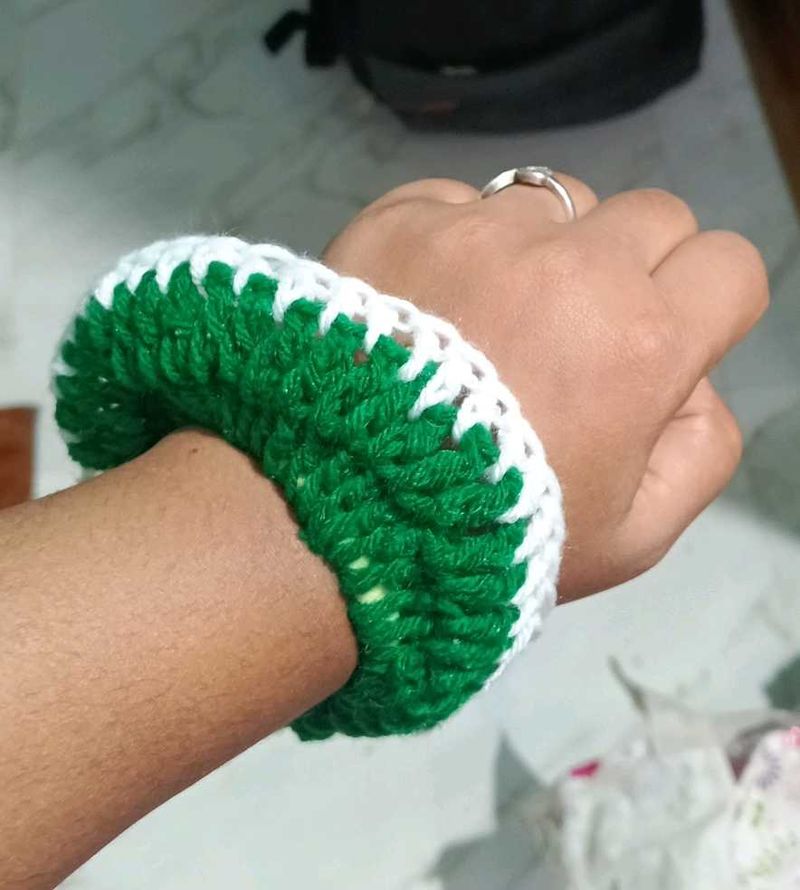 Green Crochet Bangles