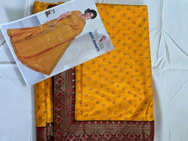 new yellow lace saree