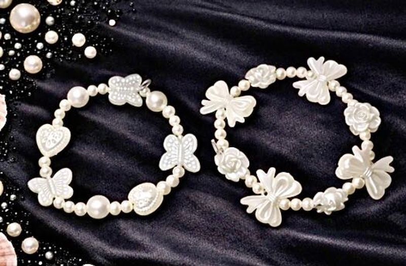 Pearl &amp; Butterfly Bracelet Set. 2 piece in just 14