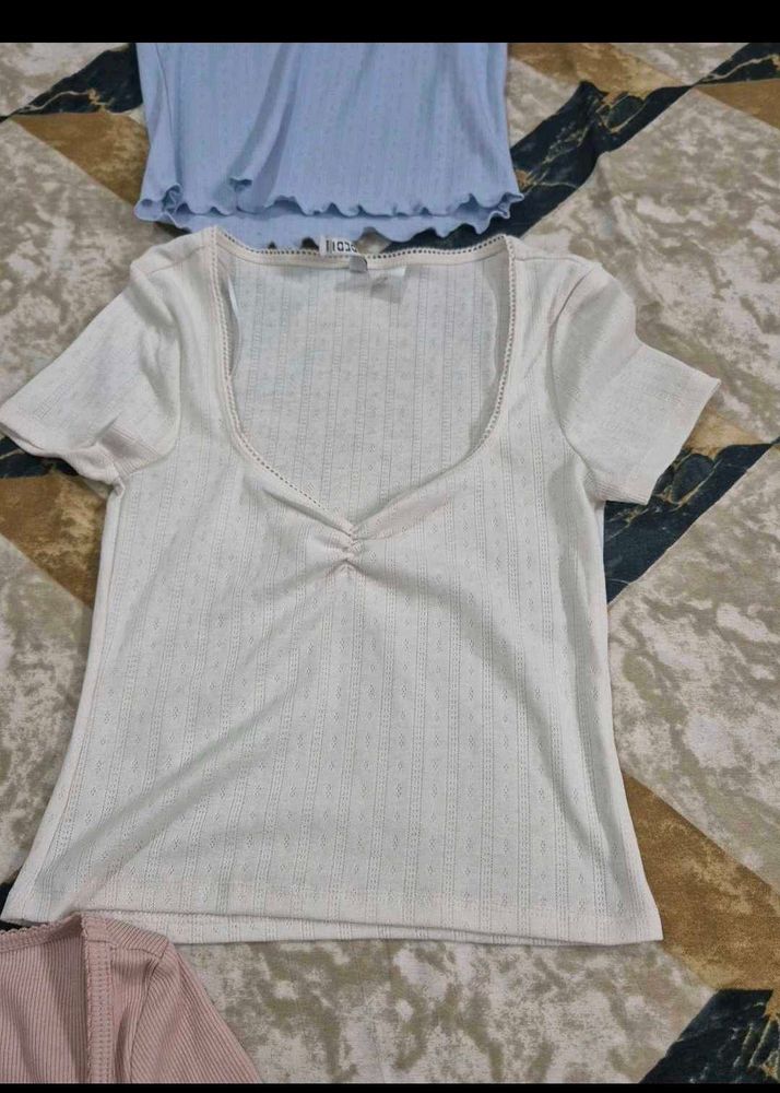 H&amp;m Cute White Fitted Top