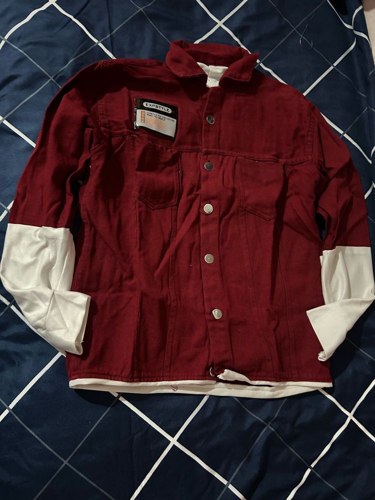 New Maroon Denim Jacket