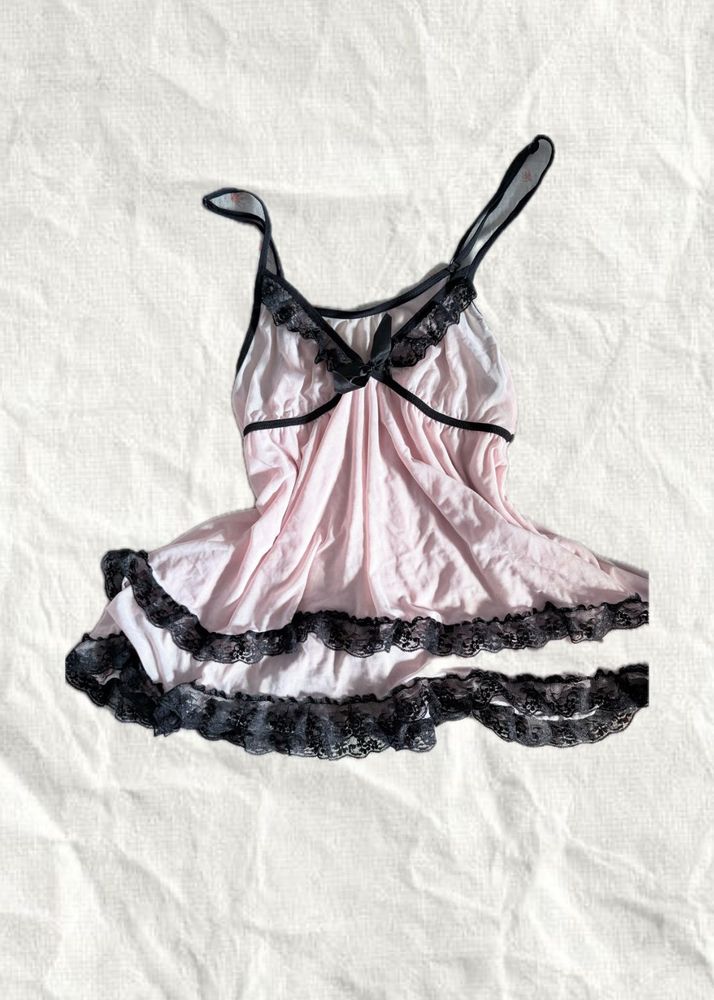 Pink Lace Trim Cami Top