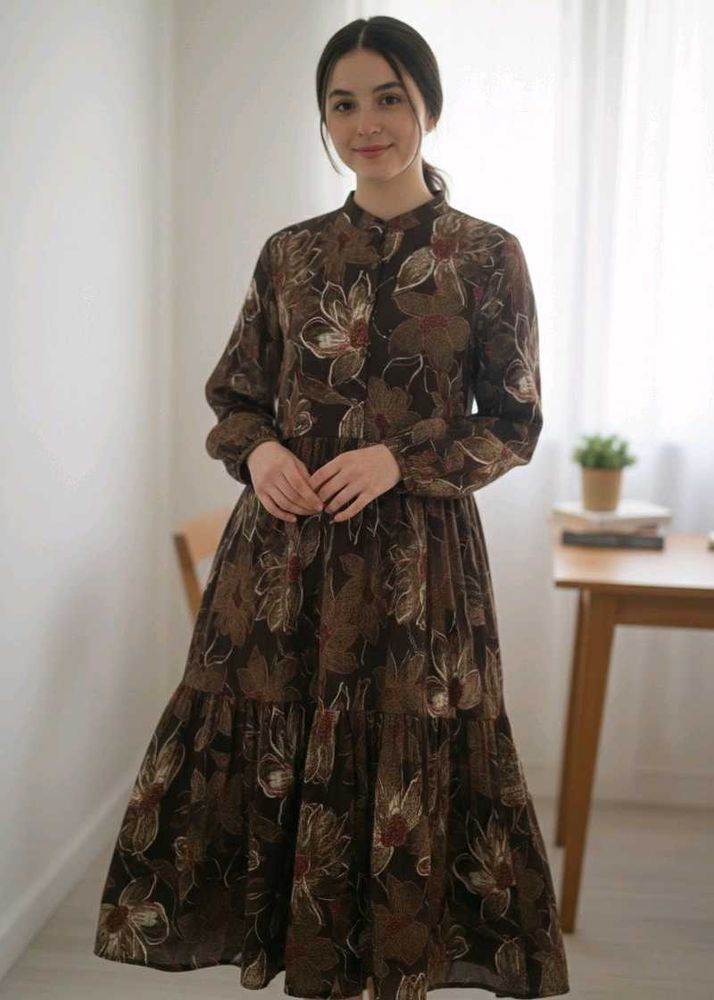 Floral Print Long Gown