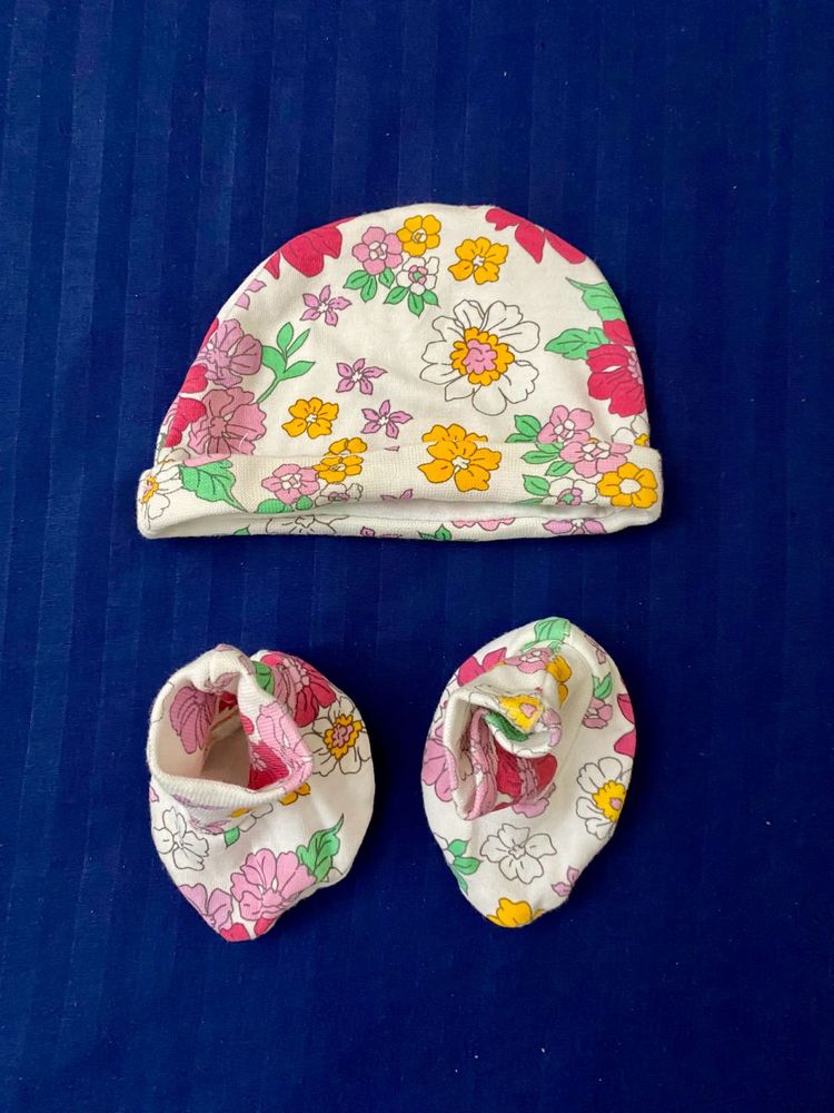 Set Of Baby Cap And Booties