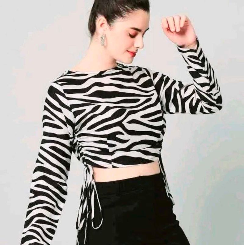 Zebra Print Tie Crop Top
