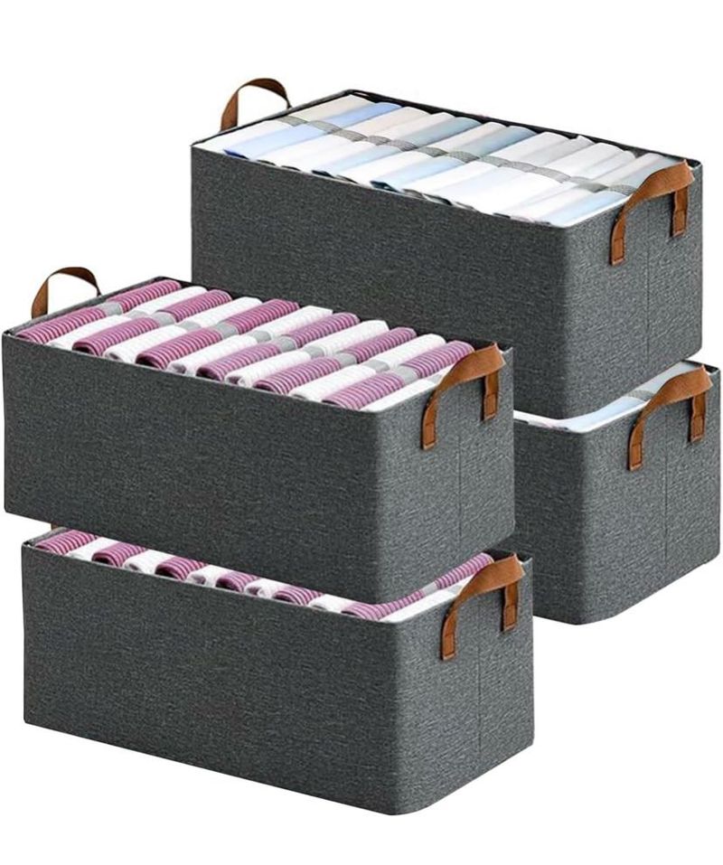 Grey Fabric Storage Bins (Set of 4)