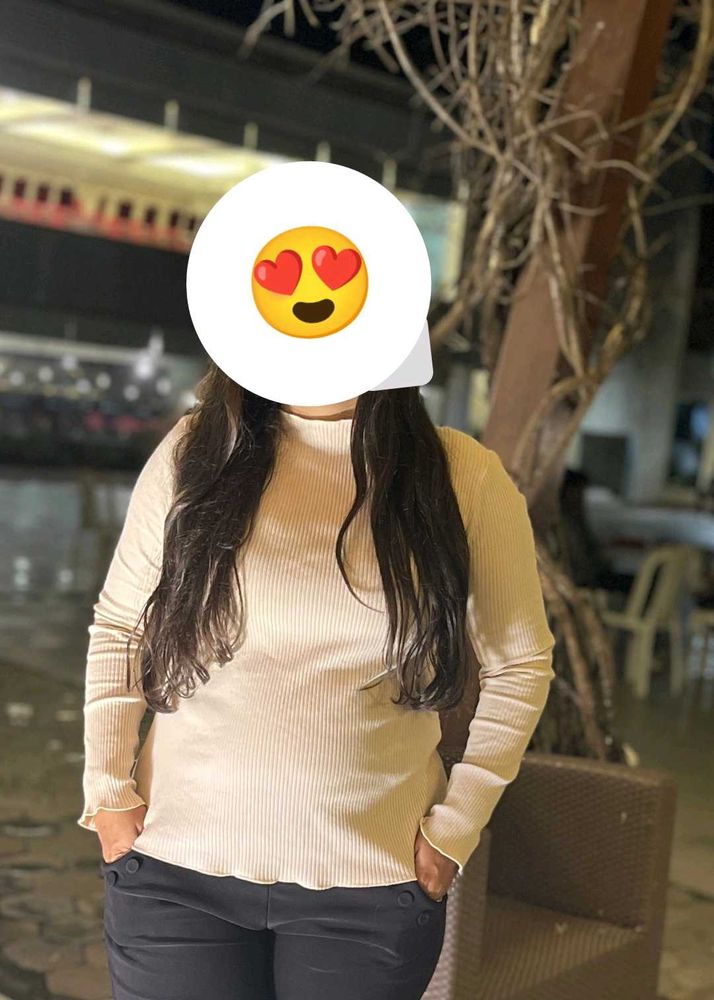 Ribbed Knit Mock Neck Top