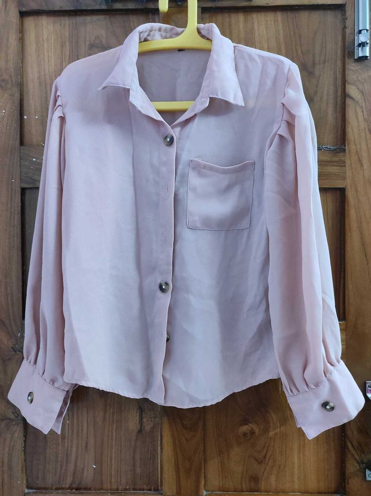 Peach Puff Sleeve Shirt