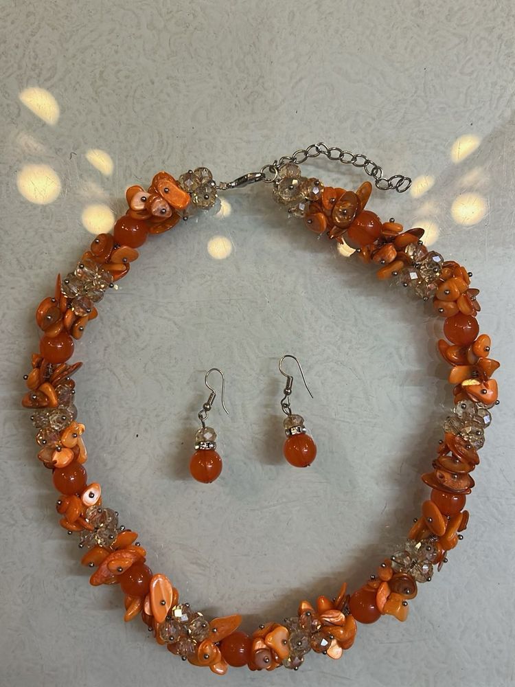 Beaded Necklace With Earrings