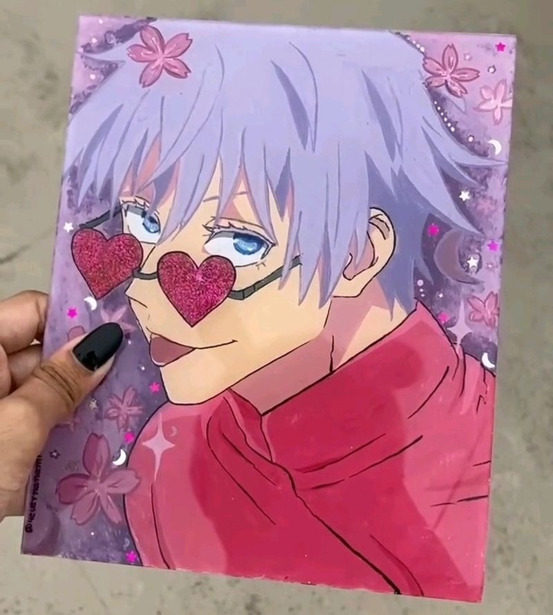 Gojo In Pink Glass Painting
