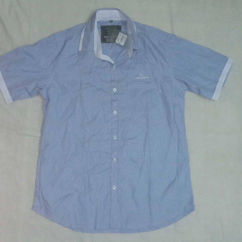 Men&#39;s Casual Shirt - Blue Short Sleeve