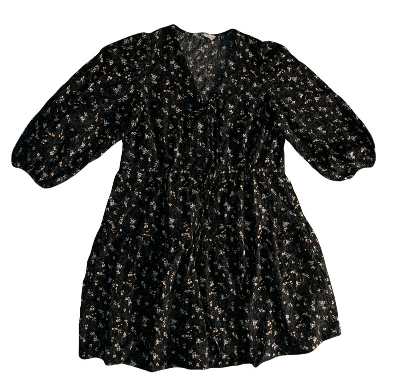 Black floral print dress