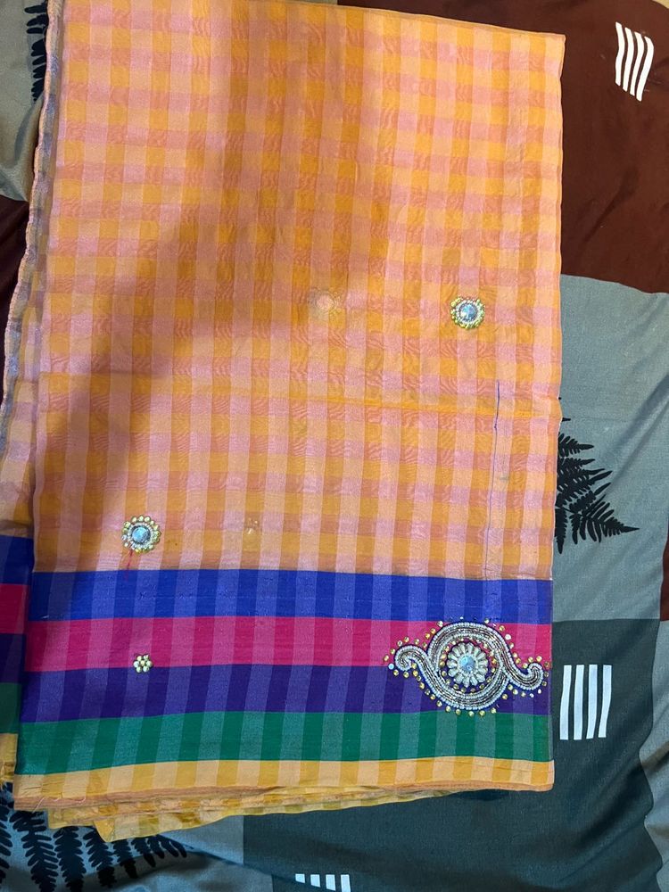 Elegant Checkered Saree
