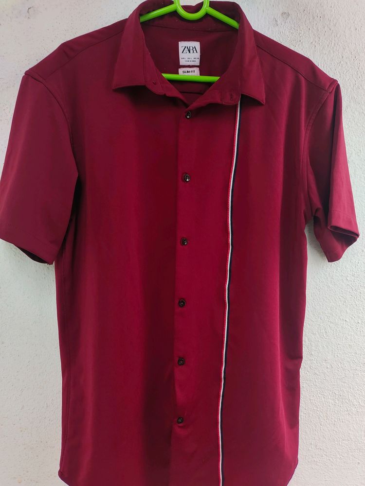 Zara Maroon Shirt For Men(L Size)