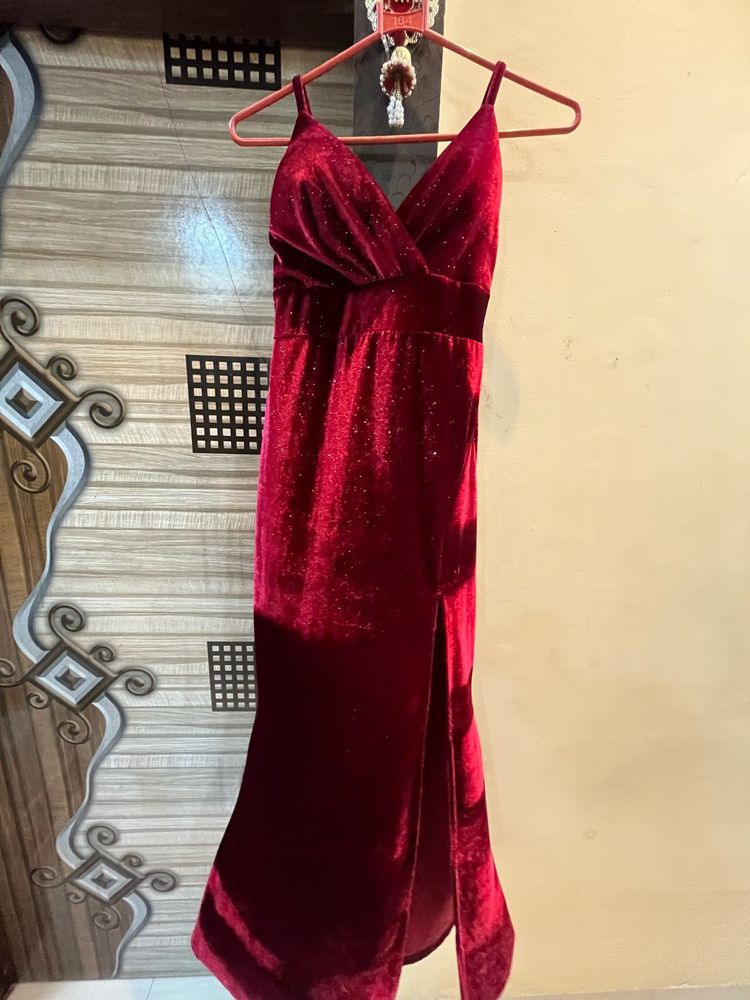 Red Velvet Maxi Dress