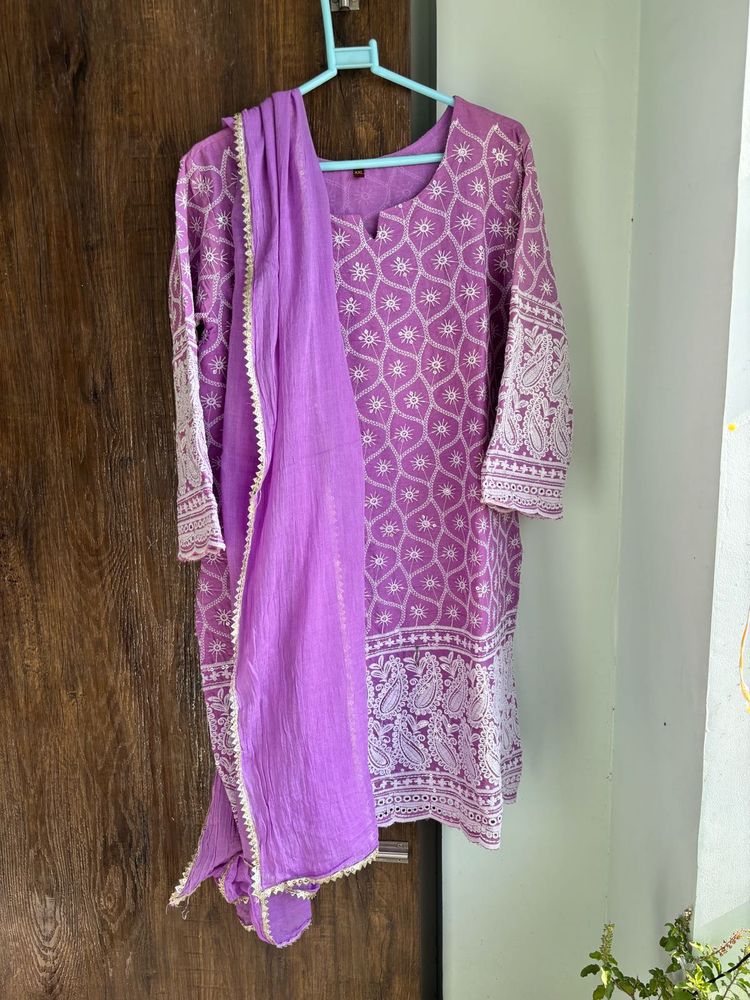 Purple Embroidered Kurta Set