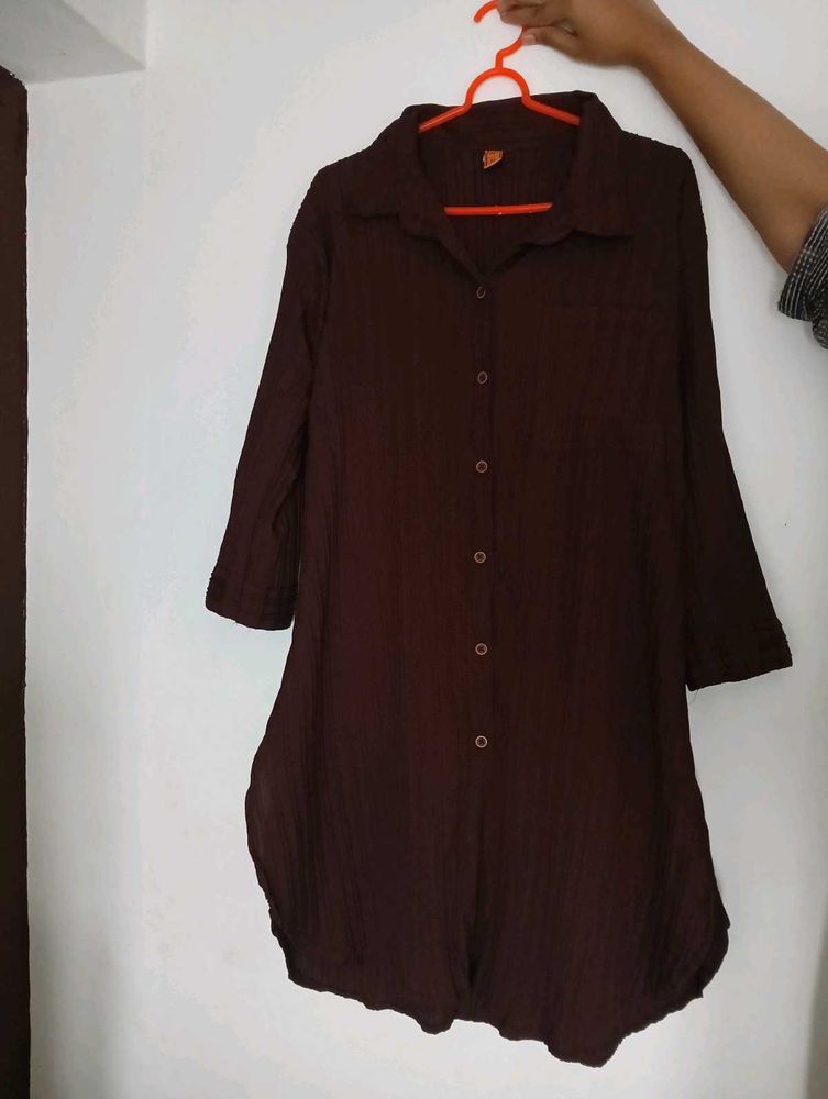 Brown Button-Down Tunic