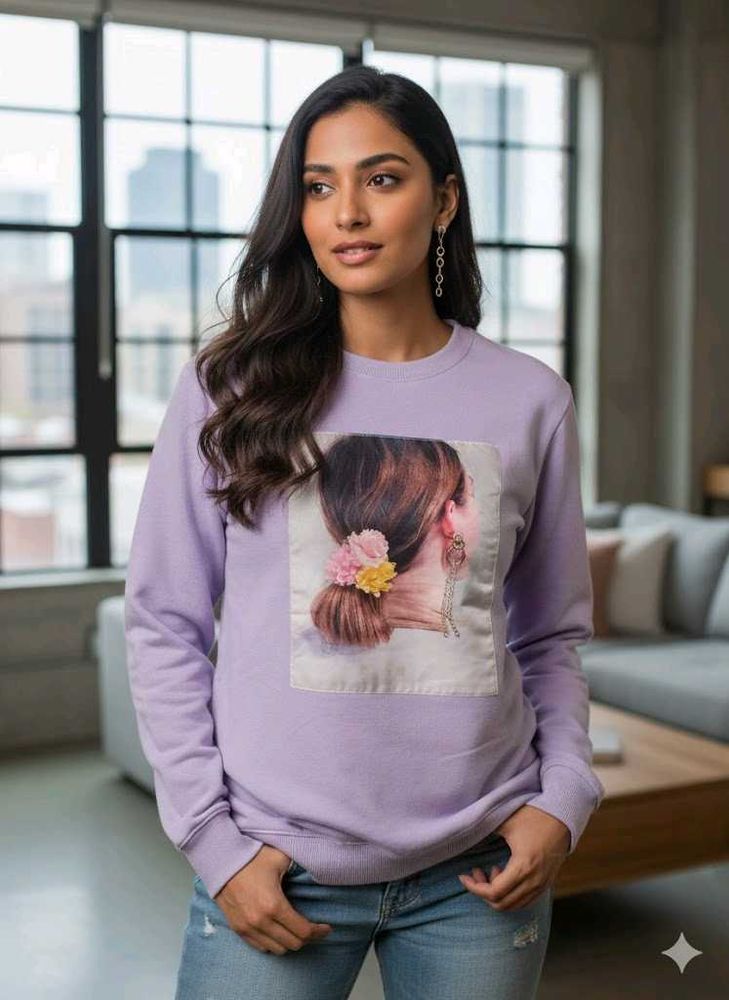 Lavender Graphic Print Sweatshirt