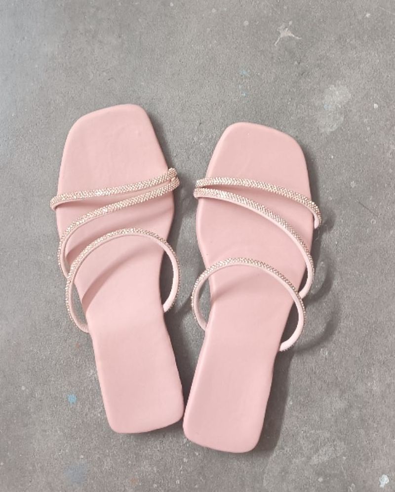 Pink Rhinestone Flats..Indian 4 Size