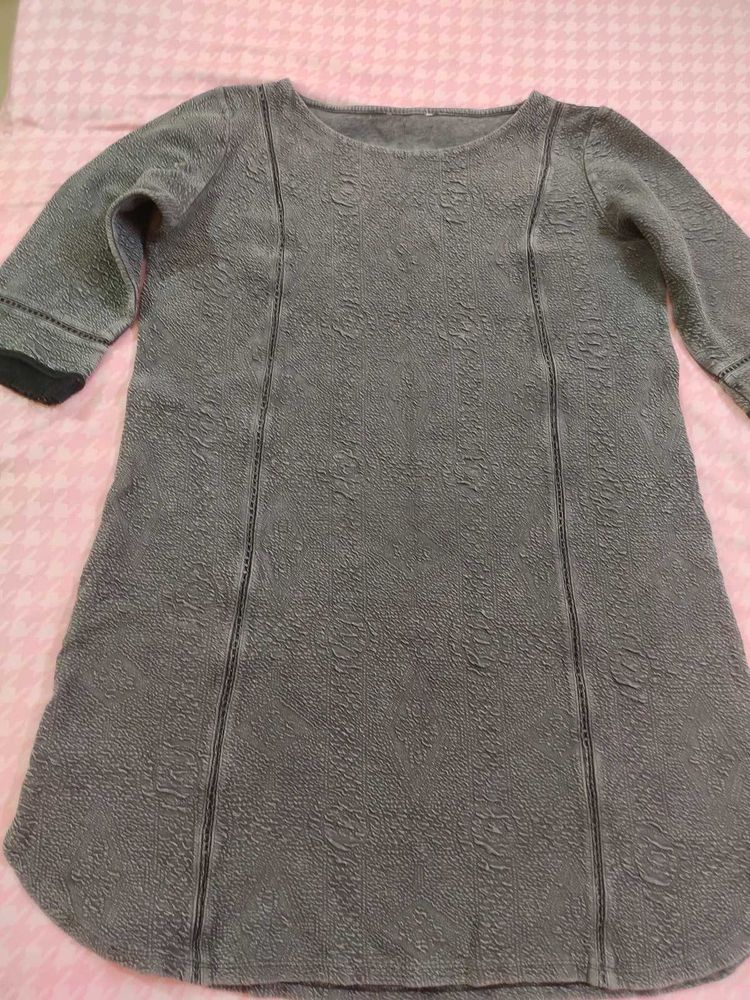 Gray Textured Tunic Dress