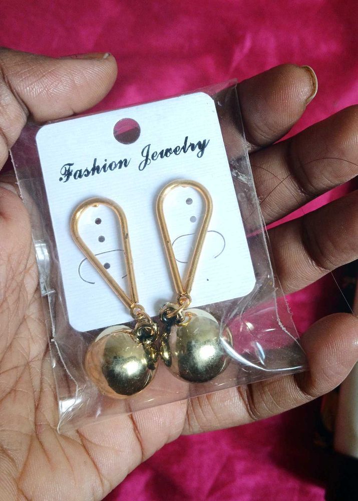 Golden Ball Drop Earrings