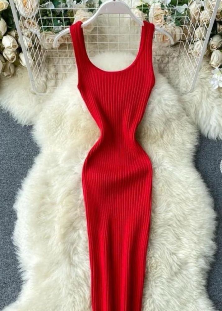 Red Bodycon Midi Dress