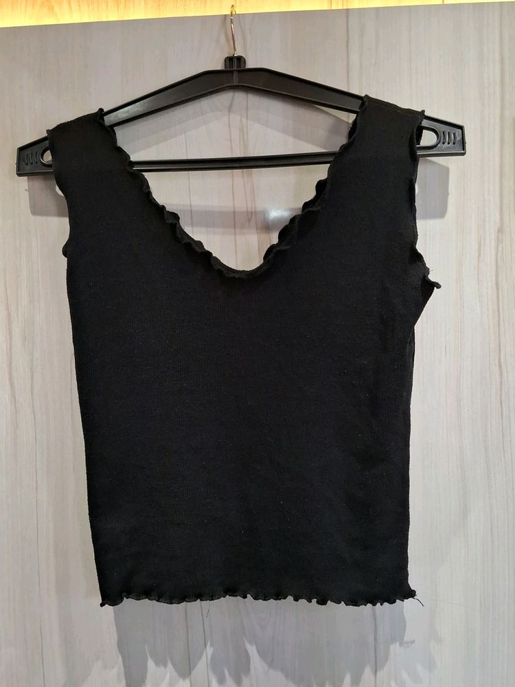 Black V Neck Top