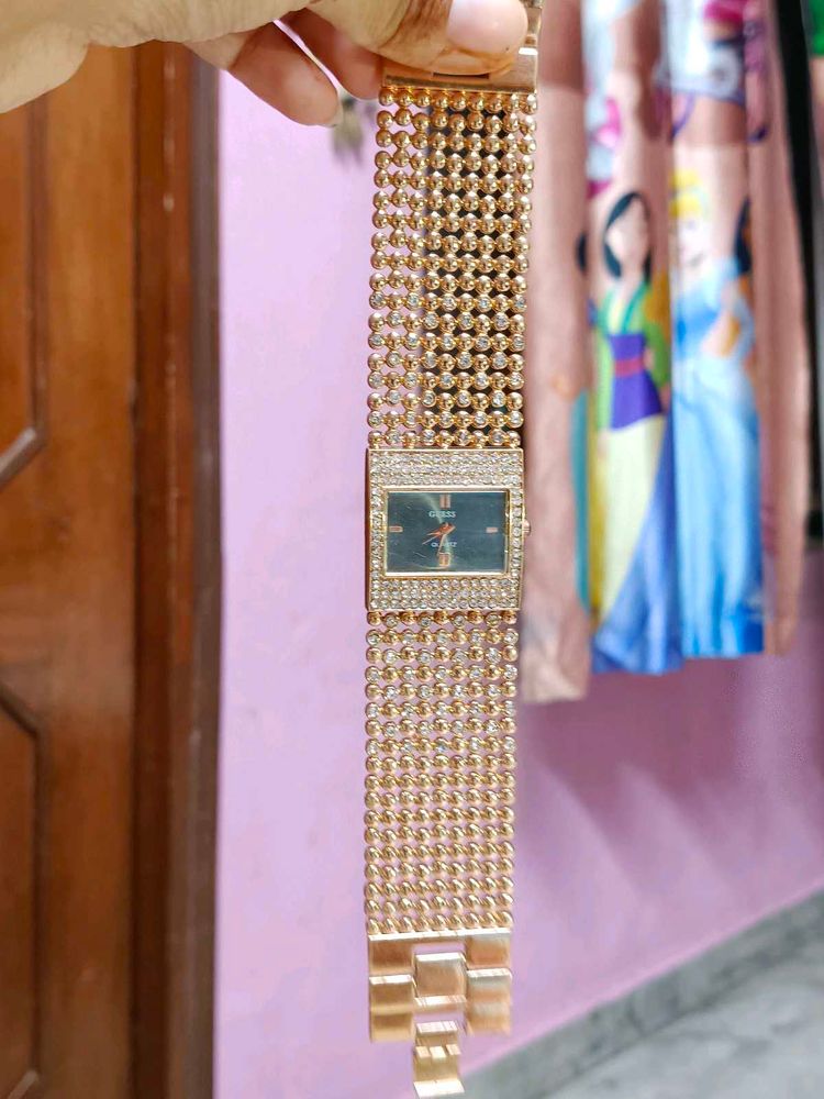 Guess Gold-Tone Crystal Watch