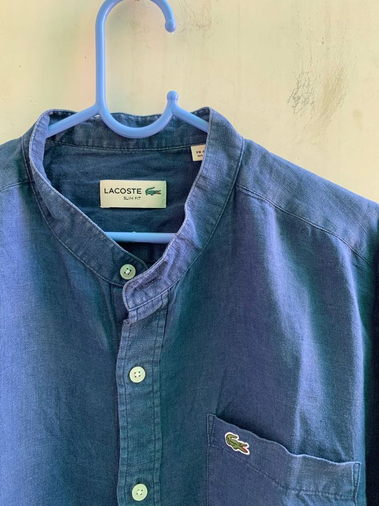 Lacoste Blue Band Collar Shirt