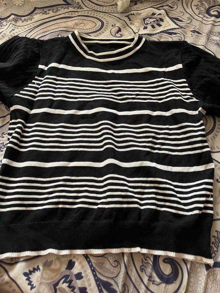 Striped Puff Sleeve Sweater