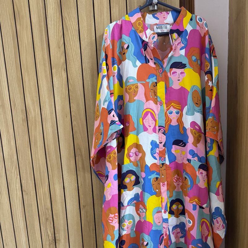 New Without Tag Print Kaftan Pocket Dress