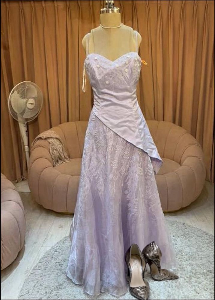 Lavender Lace &amp; Satin Formal Gown