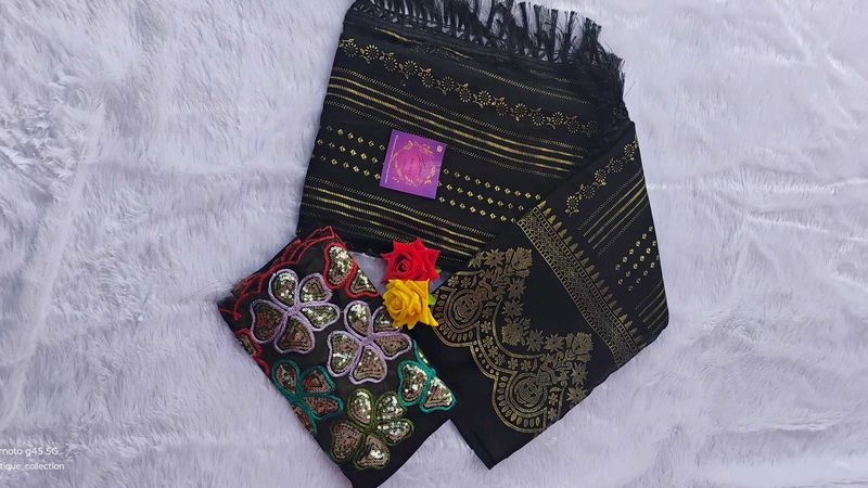 👉🎉🎉 Completely New Geogette Saree With Blouse